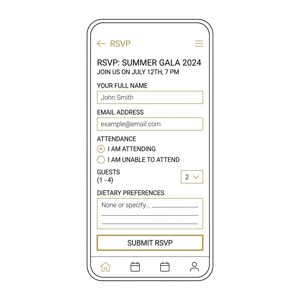 Tick RSVP Wireframe